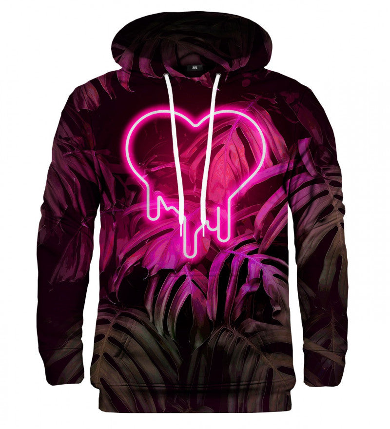 Neon szív mintás kapucnis pulóver
