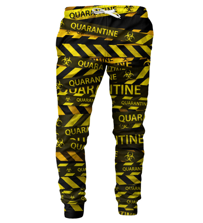 Fekete sárga quarantine mintás tréning nadrág