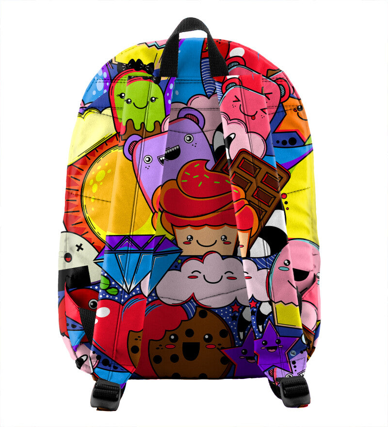 Kawaii mintás hátizsák hátulról