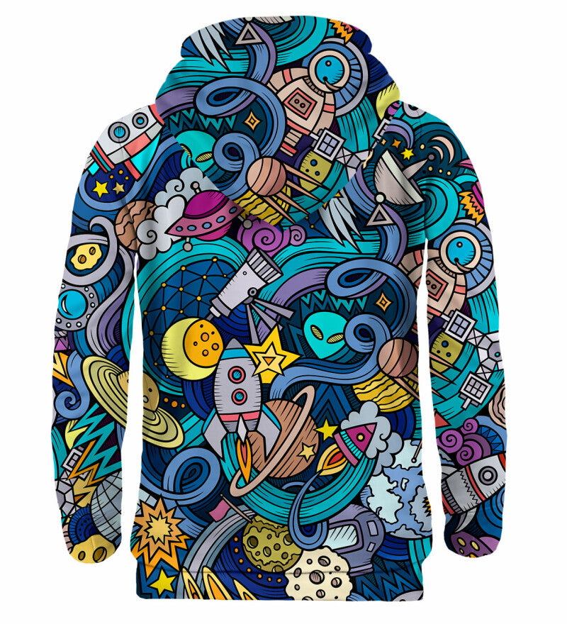 Space Doodle mintás kapucnis pulóver