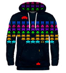 Space invaders mintás kapucnis pulóver
