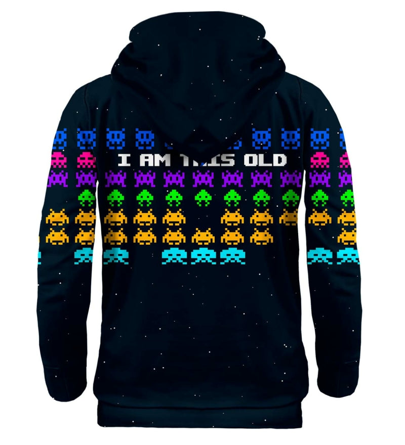 Space invaders mintás kapucnis pulóver