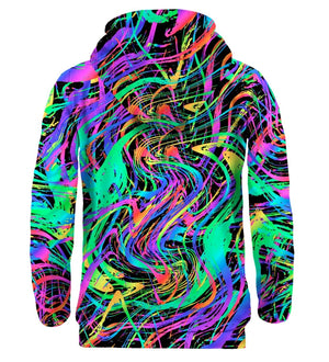 Őrült színes mintás kapucnis pulóver