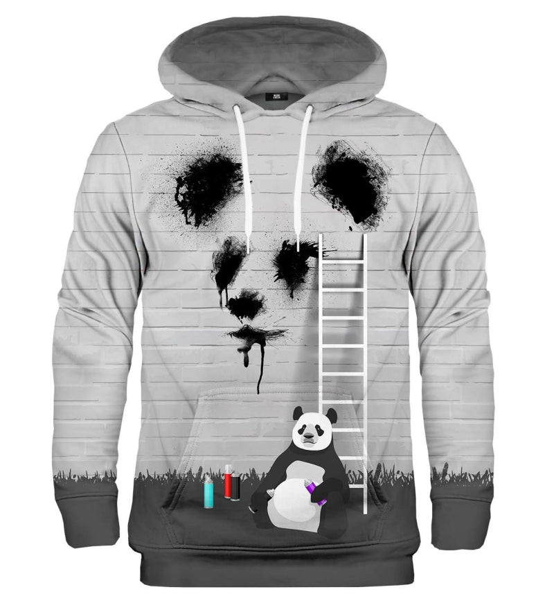 Panda mintás kapucnis pulóver