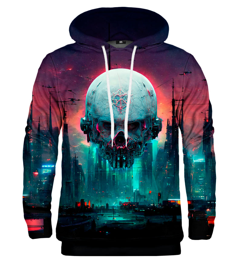 kiborg koponya mintás cyberpunk kapucnis pulóver