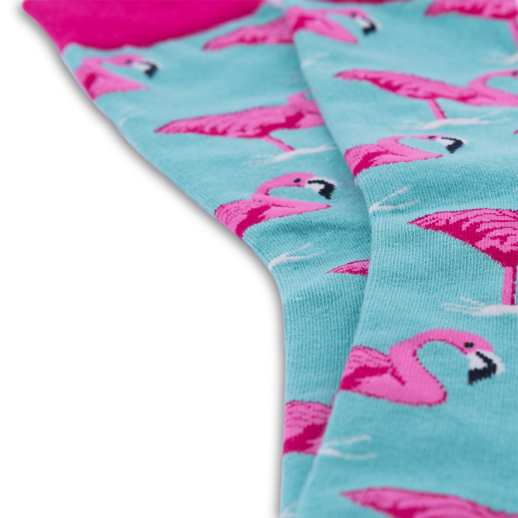 Flamingó mintás rózsaszín zöld zokni