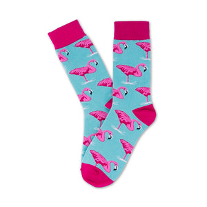Flamingó mintás rózsaszín zöld zokni