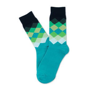 Zöld fekete rombusz mintás zokni
